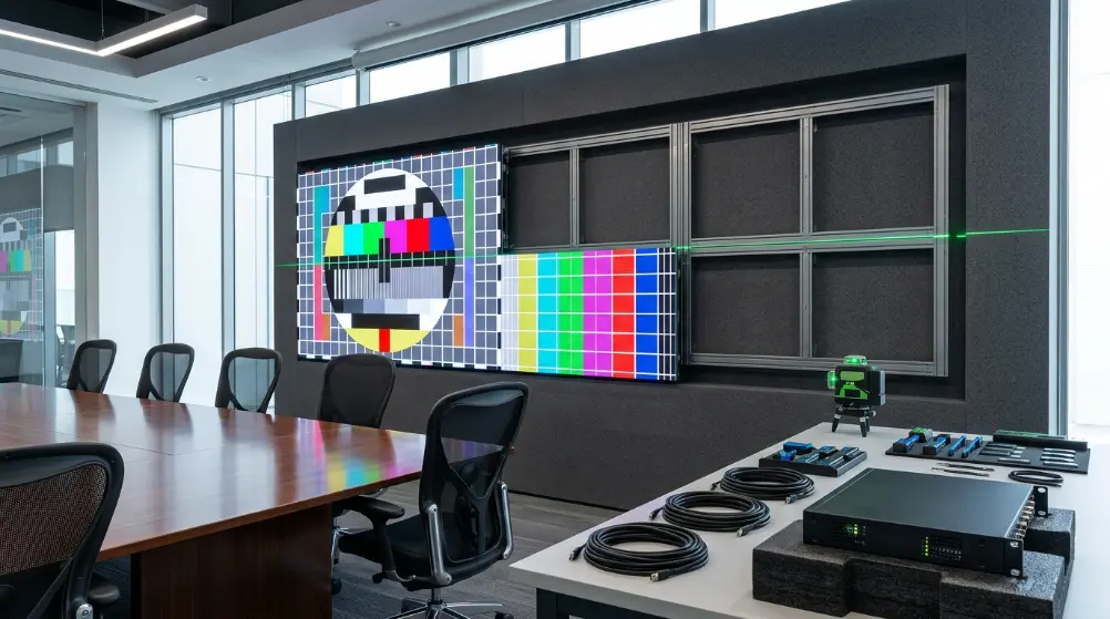 Persiapan dan Proses Instalasi Videotron Indoor P2 untuk Ruang Meeting Kantor